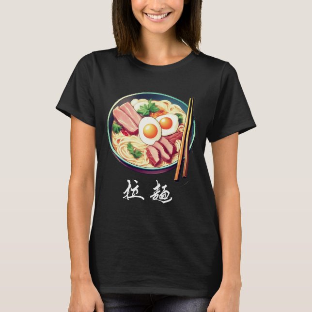 Camiseta Ramen Bowl com Kanji Símbolos Mulheres (Frente)