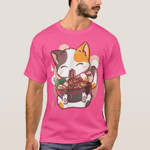 Camiseta Ramen Cat Anime Bowl Kawaii Neko Japonês