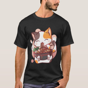 Camiseta Ramen Cat Anime Bowl Kawaii Neko Japonês