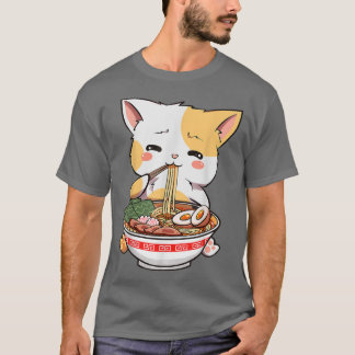 Camiseta Ramen Cat Anime Bowl Kawaii Neko Japonês Kids Gir
