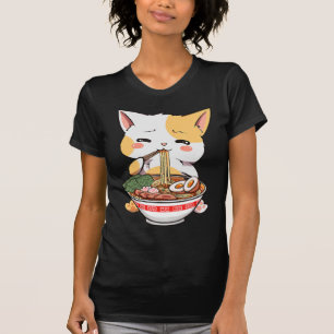Camiseta Ramen Cat Anime Bowl Kawaii Neko Japonês Kids Gir