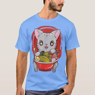 Camiseta Ramen Cat Anime Kawaii Neko Japonesas Meninas Te