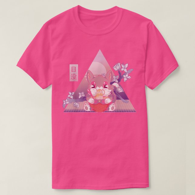 Camiseta Ramen Cat Cherry Blossom Otaku  (Frente do Design)
