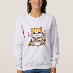 Camiseta Ramen Cat Comendo Noodles Design T Shirt