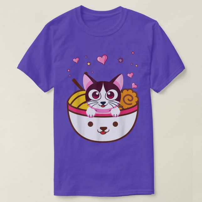 Camiseta Ramen Cat Japonês Anime Kawaii (Frente do Design)
