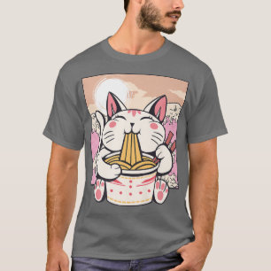 Camiseta Ramen Cat Japonês Anime Kawaii Cute Coreano