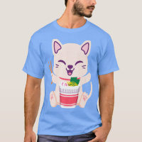 Ramen Cat Japonês Anime Kawaii Girls Oficiais Tee