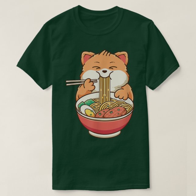 Camiseta Ramen Cat Kawaii Anime Comida Japonesa Adolescente (Frente do Design)