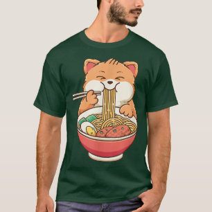 Camiseta Ramen Cat Kawaii Anime Comida Japonesa Adolescente