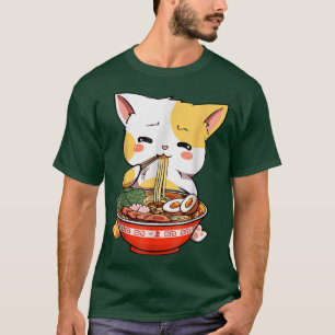 Camiseta Ramen Cat Kawaii Anime Comida Japonesa Raparigas T