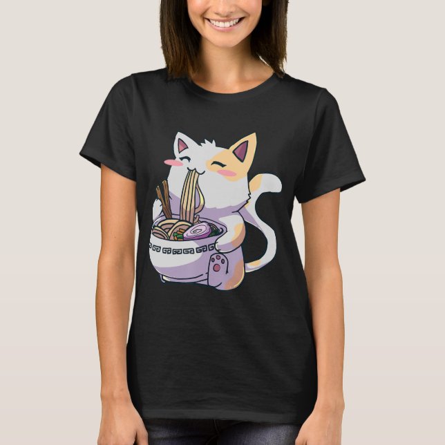 Camiseta Ramen Cat Kawaii Anime Gift Japonês (Frente)