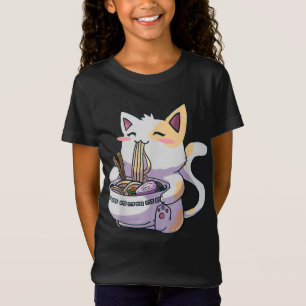 Camiseta Ramen Cat Kawaii Anime Tee Japonês