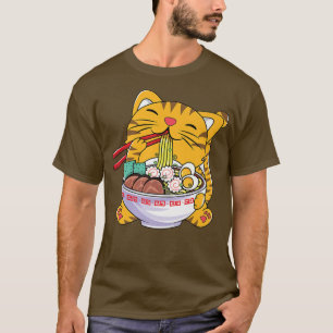 Camiseta Ramen Cat Kawaii Cat Ramen Noodles Amantes Gatos