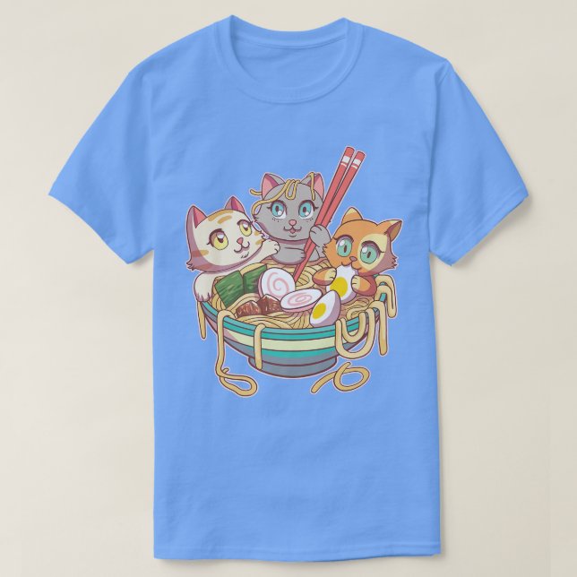 Camiseta Ramen Cat Kawaii Fan Anime Japonês Noodles Asia L (Frente do Design)