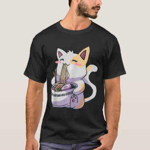 Camiseta Ramen Cat Kawaii Neko Anime Bonito Presente Japonê