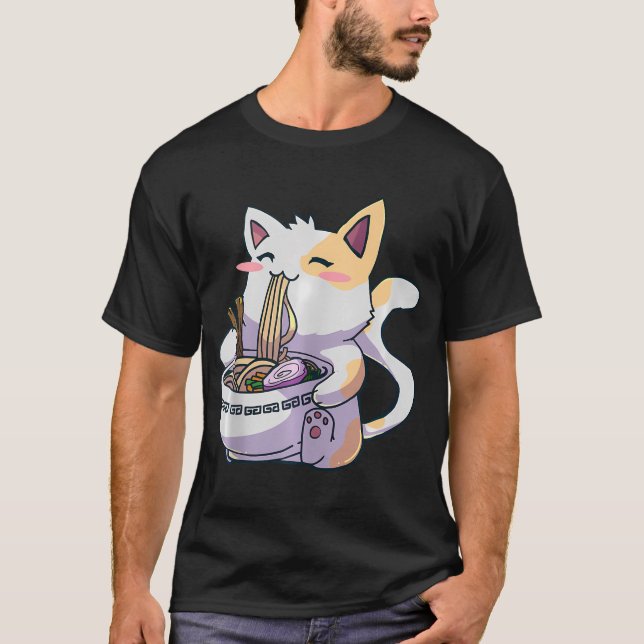 Camiseta Ramen Cat Kawaii Neko Anime Bonito Presente Japonê (Frente)