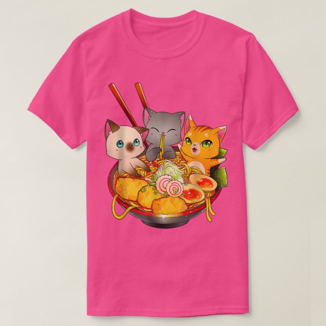 Camiseta Ramen Cat Kawaii Neko Anime Otaku Cats Japonês Não (Frente do Design)