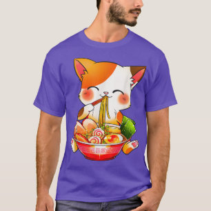 Camiseta Ramen Cat Neko Anime Kawaii Japonês Merch Gifts W