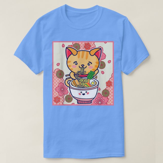 Camiseta Ramen Cat Neko Japonês Kawaii Anime Cat Ramen Noo (Frente do Design)