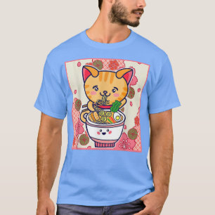 Camiseta Ramen Cat Neko Japonês Kawaii Anime Cat Ramen Noo