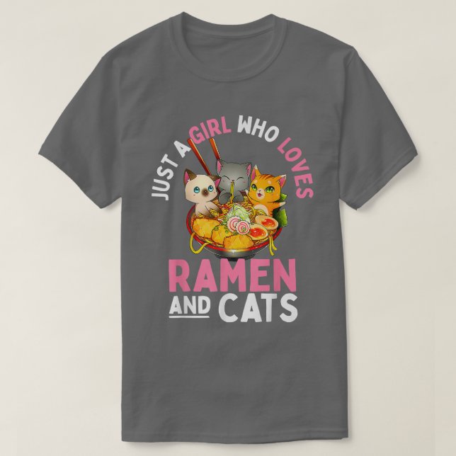 Camiseta Ramen Cat Neko Kawaii Anime Gatos Gift Rapariga Ad (Frente do Design)