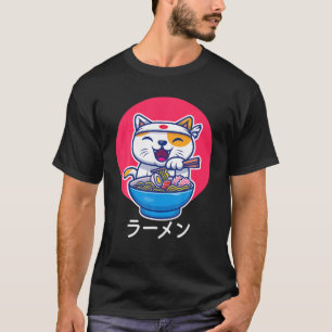 Camiseta Ramen Cat Neko Kawaii Anime Noodles Japoneses Pres