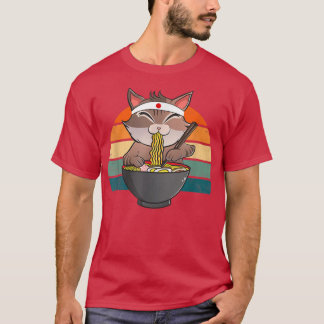 Camiseta Ramen Cat Neko Noodle Anime Kawaii Japonês Engraça