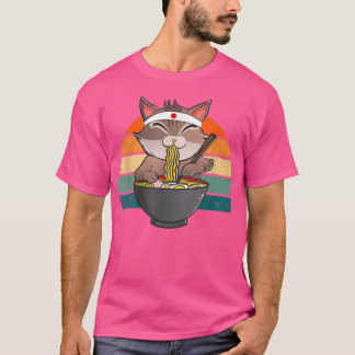 Camiseta Ramen Cat Neko Noodle Anime Kawaii Japonês Engraça