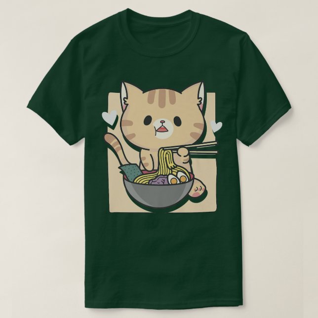Camiseta Ramen Cat Otaku Aestético Kawaii  (Frente do Design)