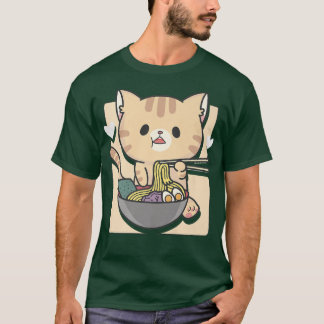 Camiseta Ramen Cat Otaku Aestético Kawaii 