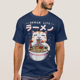 Camiseta Ramen Cat Ramen Life Kawaii Anime Japonês