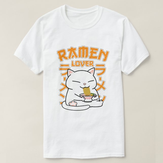 Camiseta Ramen Cat Ramen Lover Japonês (Frente do Design)