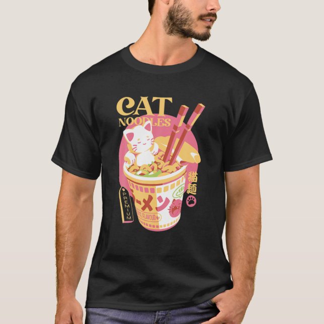 Camiseta Ramen Cat T Kawaii Anime Tee (Frente)