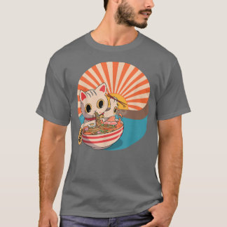Camiseta Ramen Cat T-shirt, anime japonês Kawaii, T-Sh