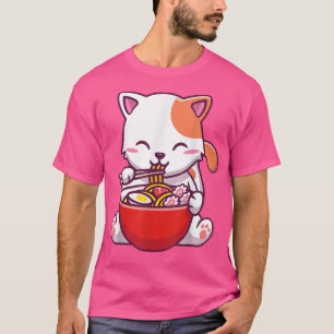 Camiseta Ramen Cat Tshirt Kawaii Anime Tee Japonês