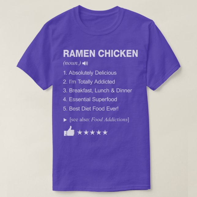 Camiseta Ramen Chicken Definition Significando Engraçado (Frente do Design)