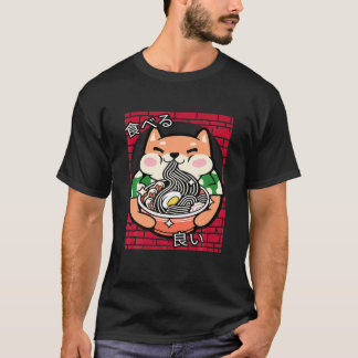 Camiseta Ramen Corgi Tee Kawaii Cute Kitten Noodles Japanes