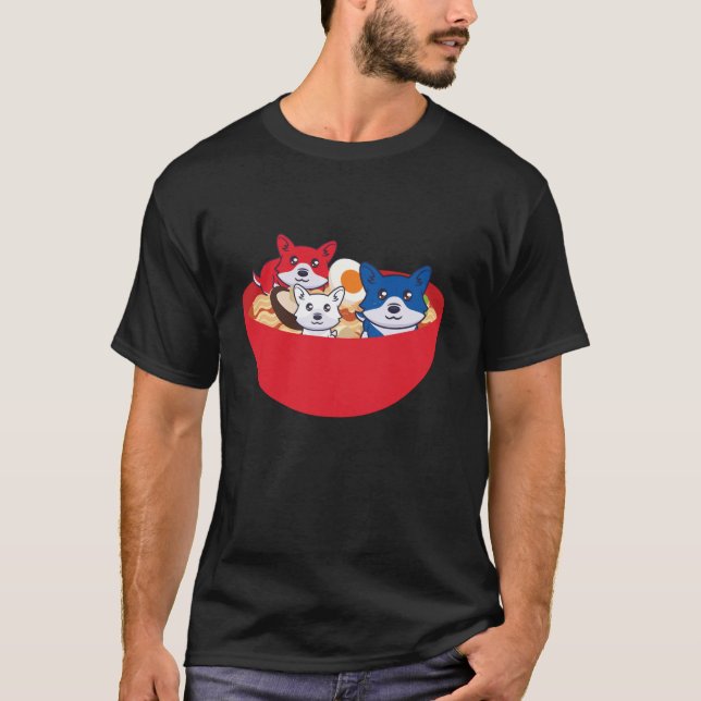 Camiseta Ramen corgies 4 de julho Patriótico dos EUA (Frente)