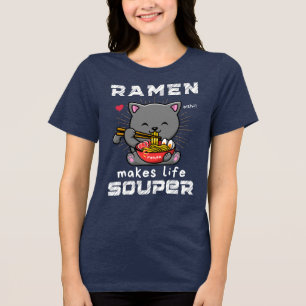 Camiseta Ramen Cute Faz Noodles De Gato Mais Saborosos