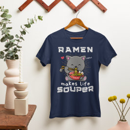 Camiseta Ramen Cute Faz Noodles De Gato Mais Saborosos