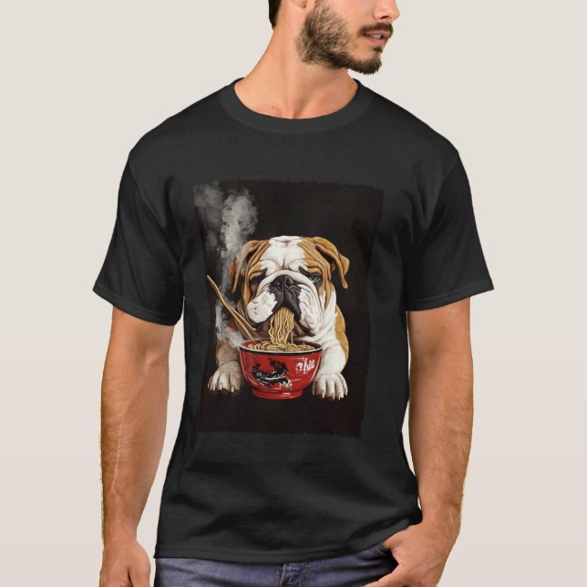 Camiseta Ramen de Cachorro Bulldog Inglês (Frente)