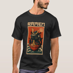Camiseta Ramen de Gato Anime Japonês Engraçado Gráfico Kawa