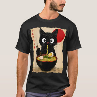 Camiseta Ramen de Gato Anime Japonês Gato Engraçado s