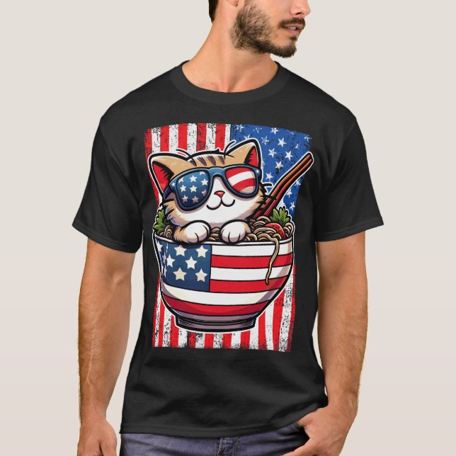Camiseta Ramen de Gato da América Cega (Frente)