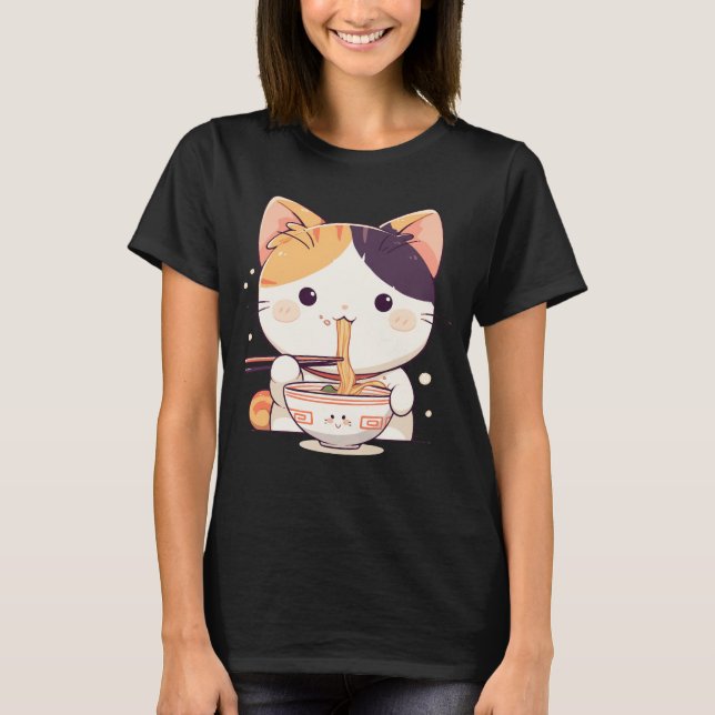 Camiseta Ramen De Gato De Calico Cinto (Frente)