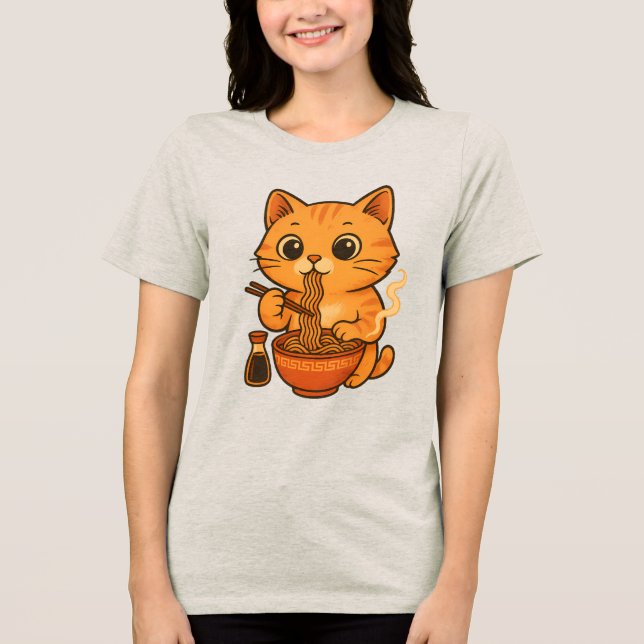 Camiseta Ramen De Gato De Gato Cinto (Frente)