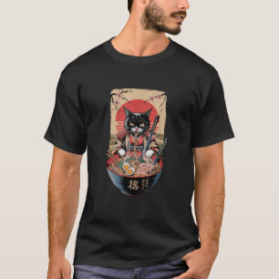 Camiseta Ramen de Gato Japonês Gráfico Divertido Kawaii Sam