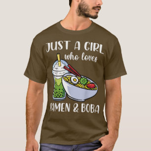 Camiseta Ramen E Boba Apenas Uma Menina Que Ama Ramen E Bob