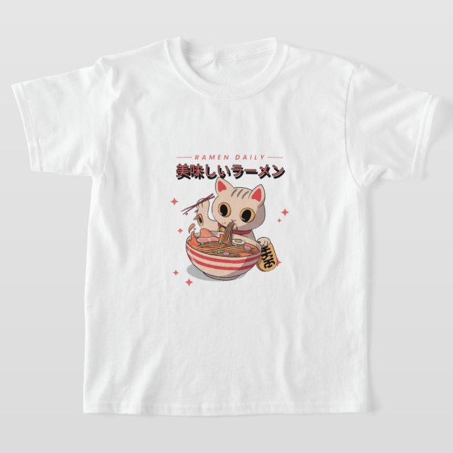 Camiseta Ramen e Gatos Sortudos (Postura )