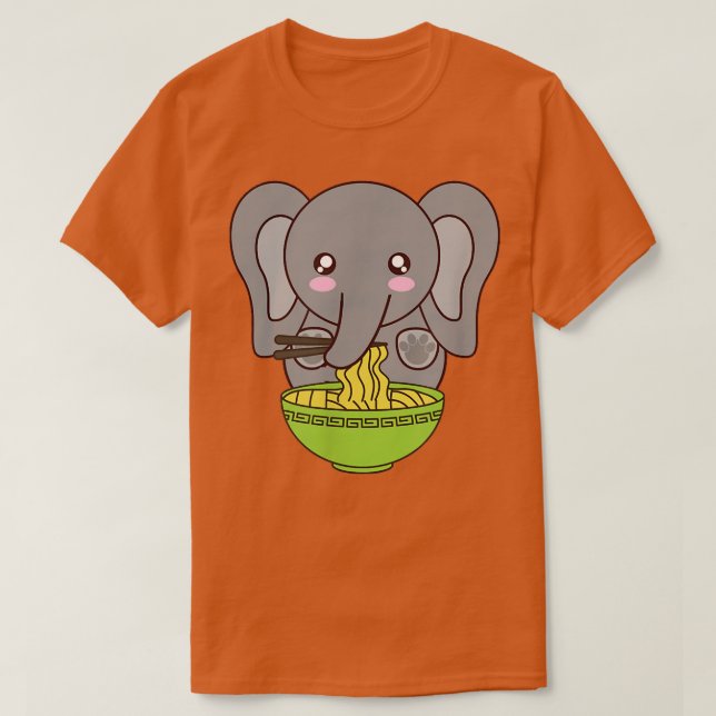 Camiseta Ramen Elephant Kawaii Japanese Anime Cute Kimchi N (Frente do Design)
